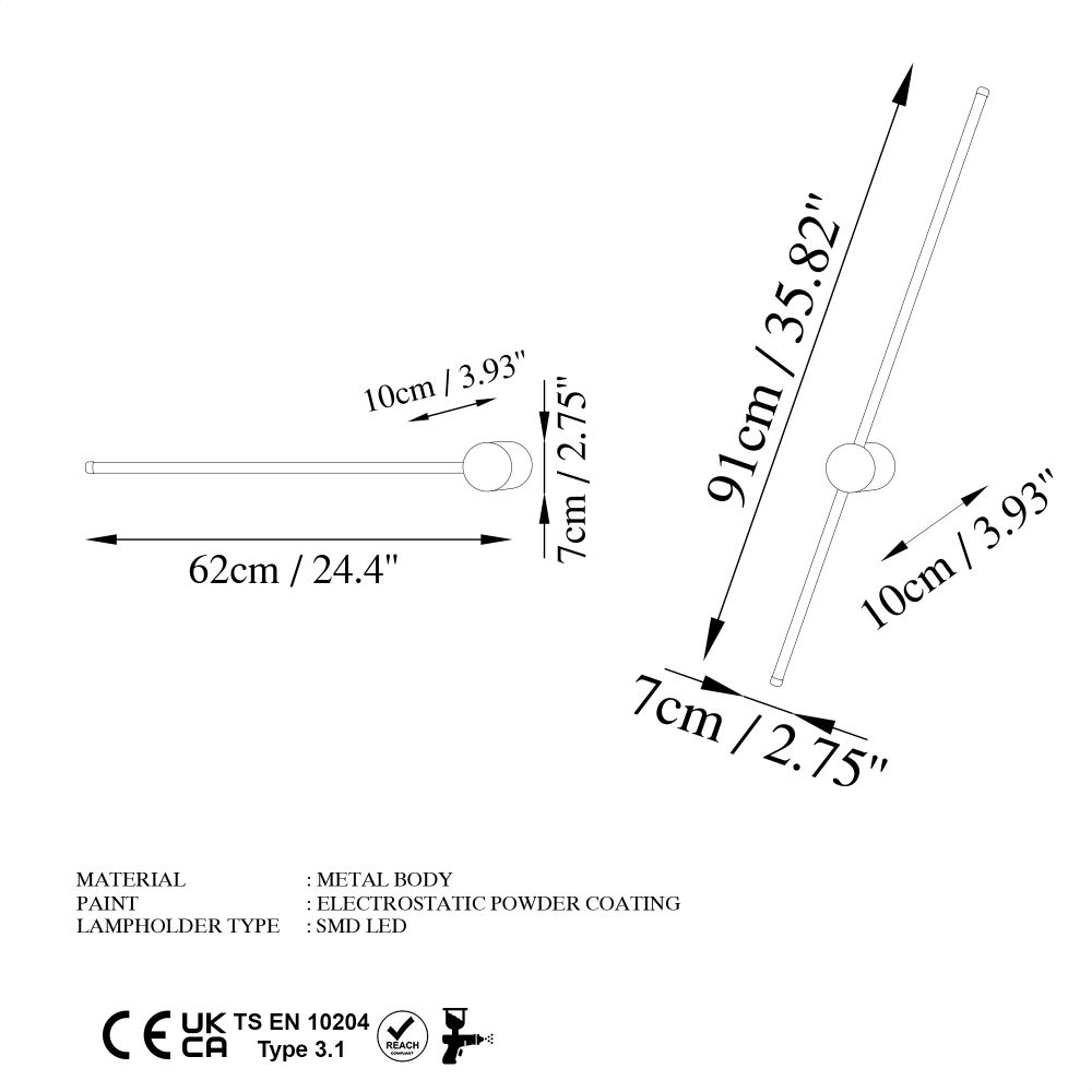 Sword - 13488 Crna Zidna Lampa slika 7