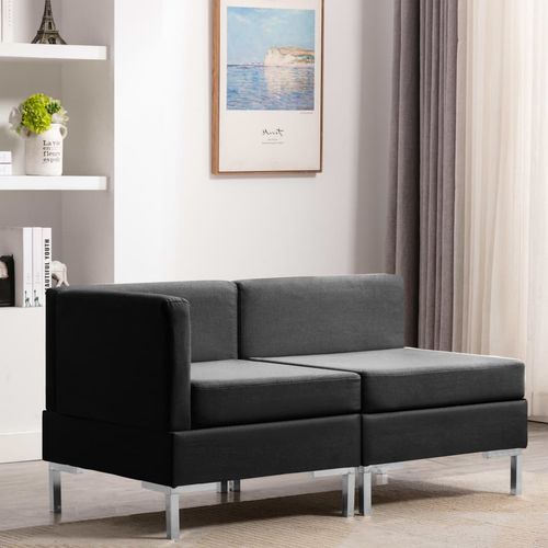 2-dijelni set sofa od tkanine crni slika 1