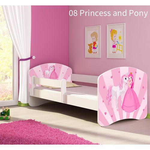 Dječji krevet ACMA s motivom, bočna bijela 140x70 cm 08-princess-with-pony slika 1