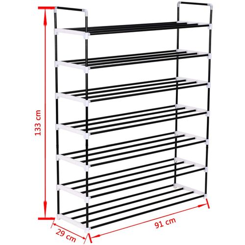 Stalak za cipele sa 7 polica od metala i plastike crni slika 28