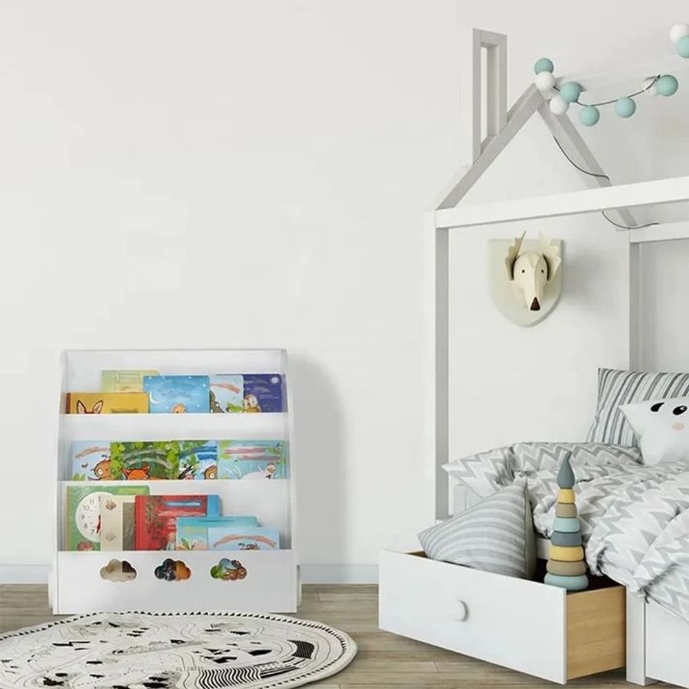 Kinder Home Drvena dječija polica za knjige Oblak, Bijela slika 6