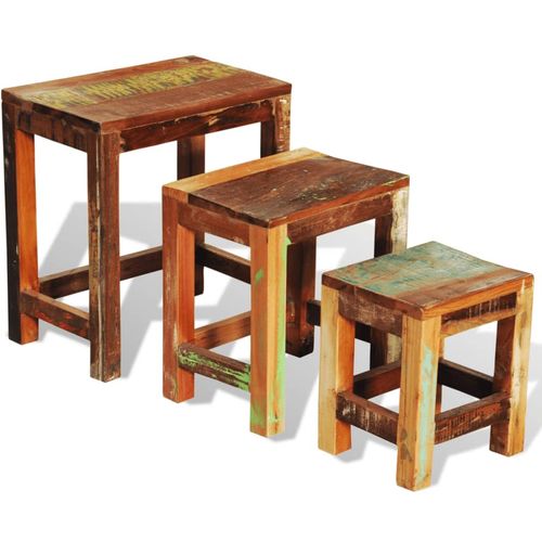 3-dijelni set uklapajućih stolića starinski obnovljeno drvo slika 48