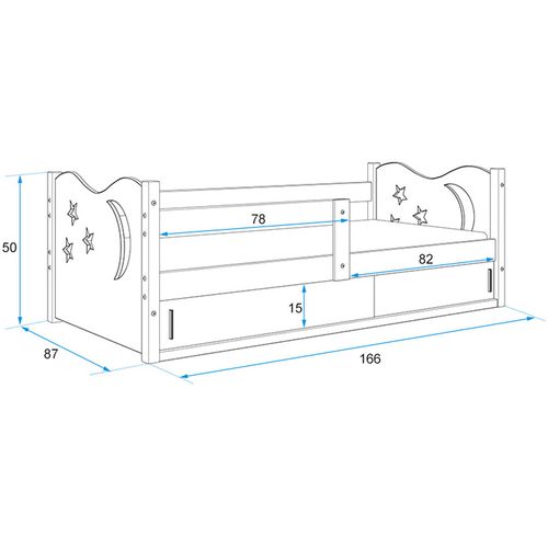 Drveni dječji krevet Mikolaj 1 s prostorom za pohranu - 160x80cm - bijeli slika 3