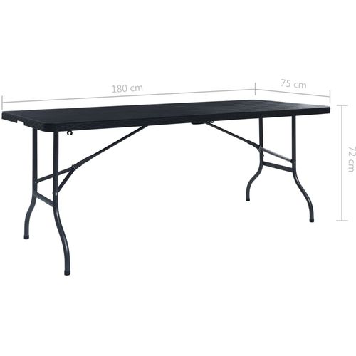Sklopivi vrtni stol crni 180 x 75 x 72 cm HDPE imitacija ratana slika 9