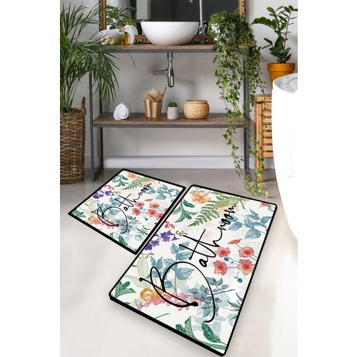 Green In Flower Multicolor Bathmat Set (2 Pieces) slika 1