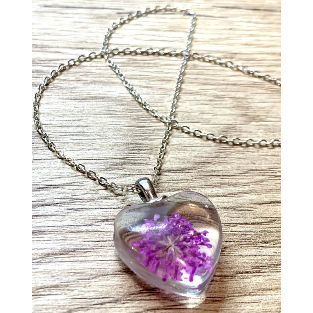 Ogrlica Flower in Heart, Purple slika 4