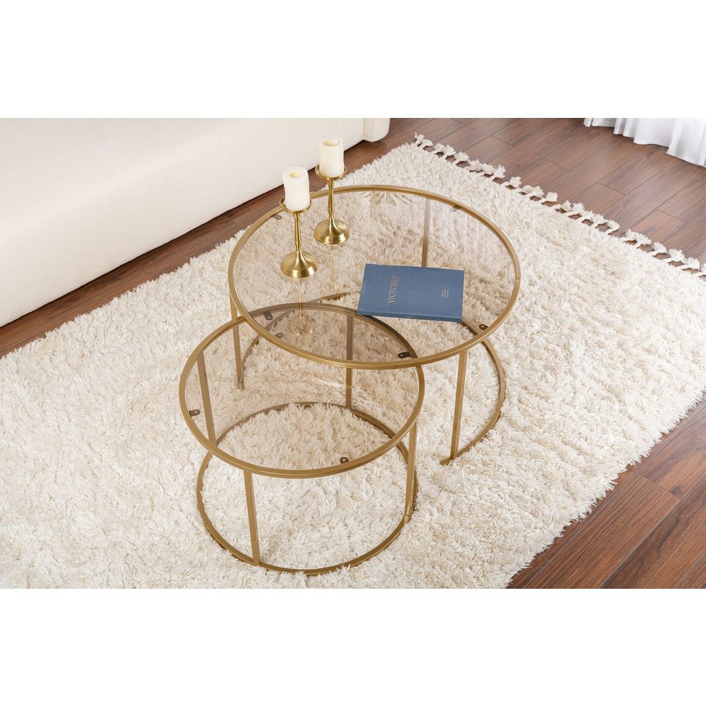 Set stolića za kafu Aurum 80, 60 u zlatnoj i bronzanoj boji slika 4