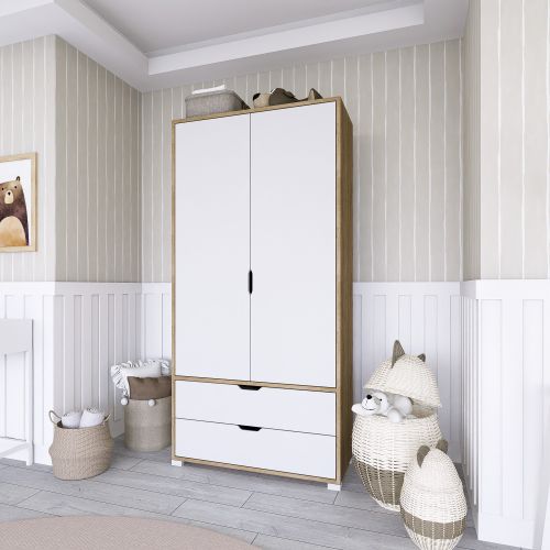 90 Cm 1600-015 Light Walnut
White Wardrobe slika 3