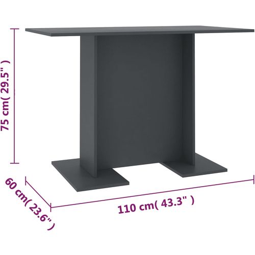 Blagovaonski stol sivi 110 x 60 x 75 cm od iverice slika 19
