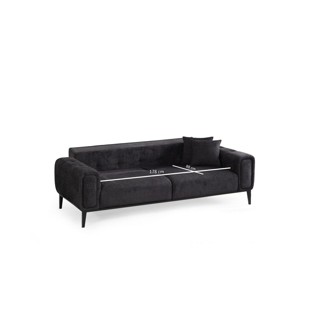 Athena 3-Sjedalni Crni Sofa na Razvlačenje slika 11