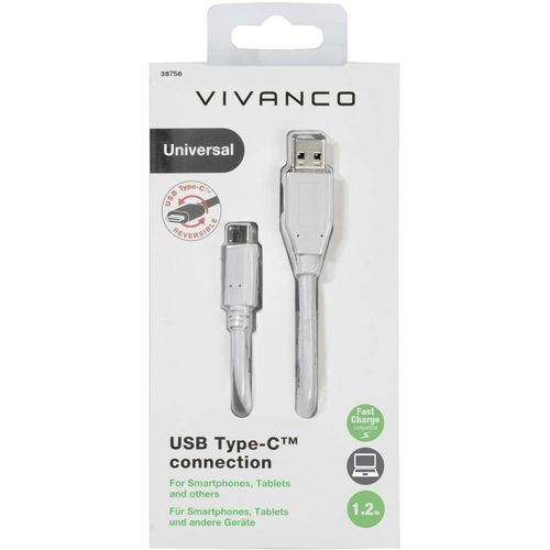 Vivanco USB kabel USB 2.0 USB-A utikač, USB-C® utikač 1.20 m bijela  38756 slika 2