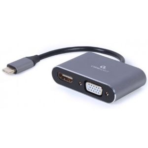 A-USB3C-HDMIVGA-01 Gembird USB Type-C to HDMI + VGA display adapter, space grey