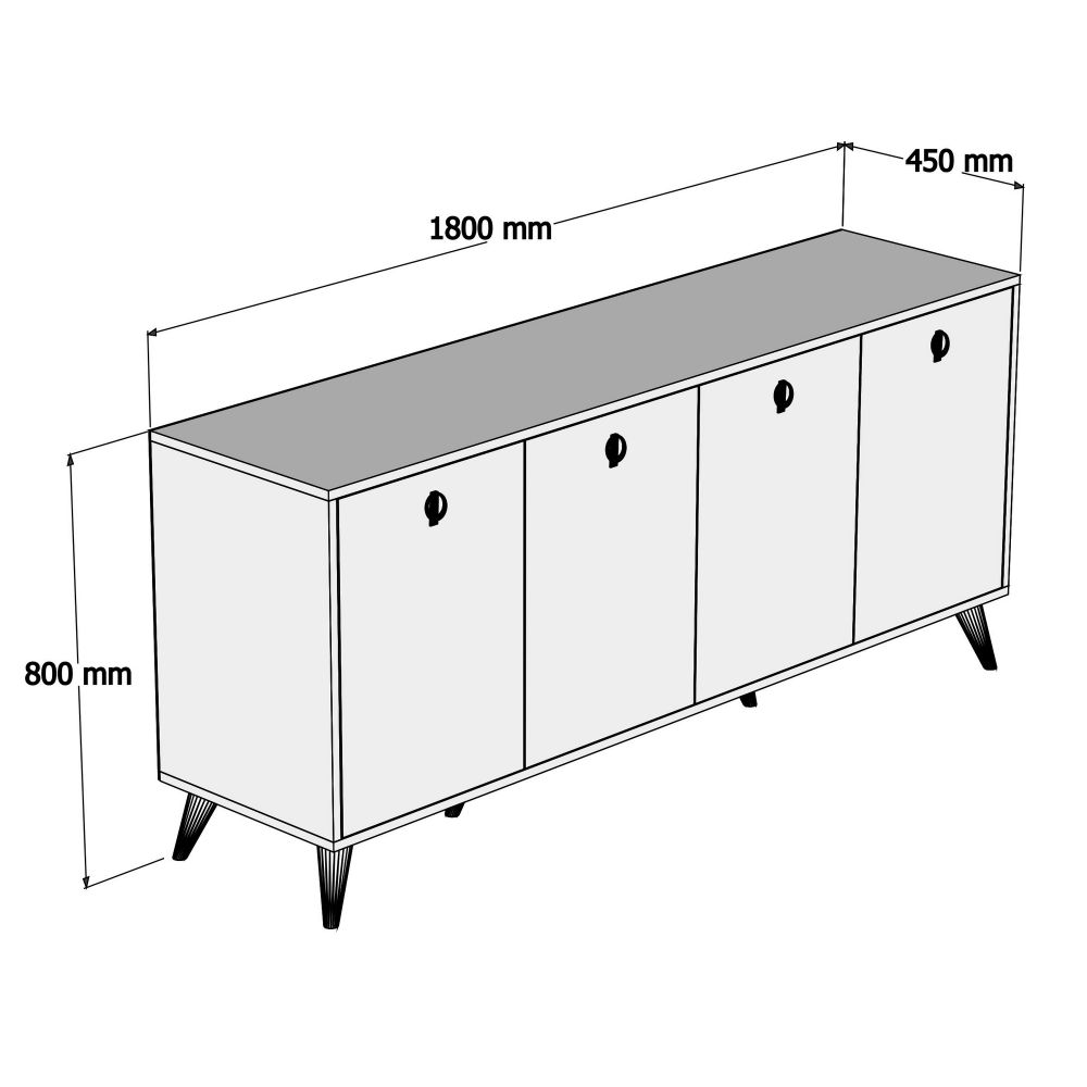 Komoda Elite 1612 bojaorahovine i bijela slika 5