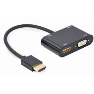 A-HDMIM-HDMIFVGAF-01 Gembird HDMI male to HDMI female + VGA female + audio adapter cable, black