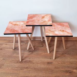 Nesting Table 3Shp218 - Set od 3 komada u boji lososa i zlata