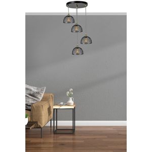 Rota 4 Lü Tepsili Siyah Sarkıt Black Chandelier