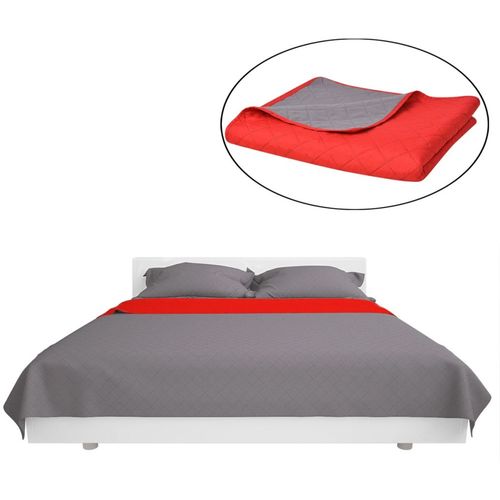 131557 Double-sided Quilted Bedspread Red and Grey 230x260 cm slika 7