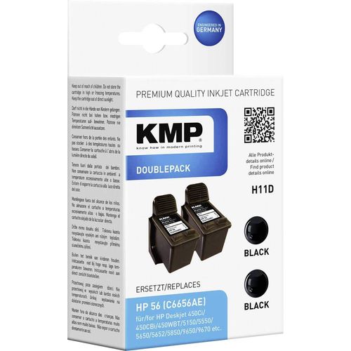 KMP tinta zamijenjen HP 56 kompatibilan 2-dijelno pakiranje crn H11D 0995,4021 slika 1