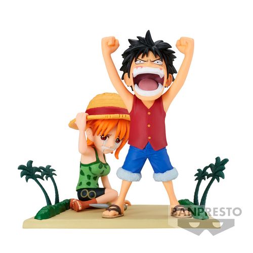 One Piece WCF Log Stories Luffy &#38; Nami figure 7cm slika 1