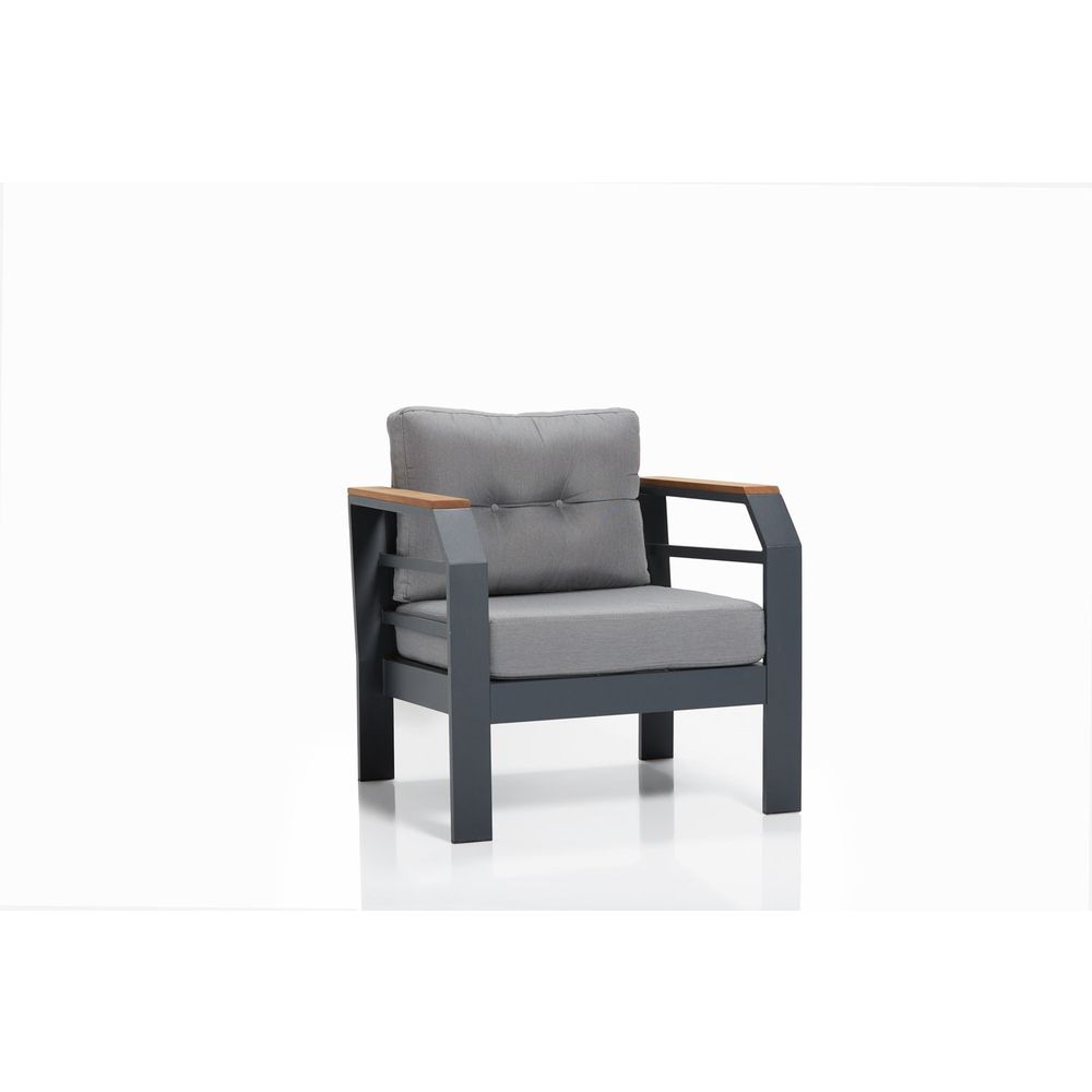 Assento 2+1+1+S - Sivi, Crni Sivi Crni Vrtni Lounge Set slika 3