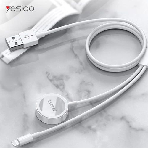 Yesido - Data kabel (CA-70) - 2u1 USB to Lightning Apple Watch 2.4A 120cm - bijeli slika 2