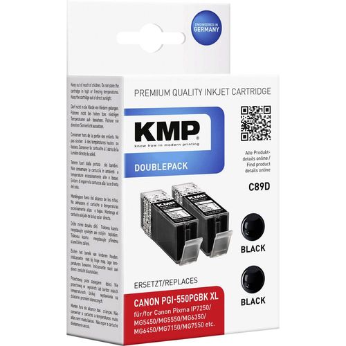 KMP tinta zamijenjen Canon PGI-550BK, PGI-550BK XL kompatibilan 2-dijelno pakiranje crn C89D 1518,0021 slika 1
