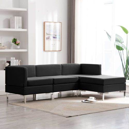 4-dijelni set sofa od tkanine crni slika 1