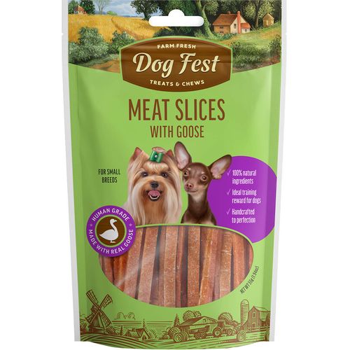 Dog Fest Goose Meat Slices, Small breed, poslastica za pse malih pasmina, trakice s guščjim mesom, 55 g slika 1