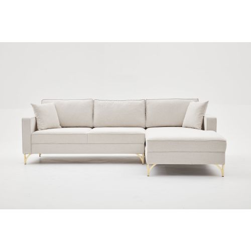 Atelier Del Sofa Kutna garnitura, Krem Zlato, Berlin Right - Cream, Gold slika 7