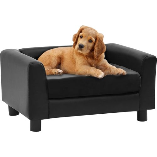 Sofa za pse crna 60 x 43 x 30 cm od pliša i umjetne kože slika 1