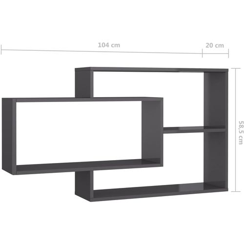 Zidne police visoki sjaj sive 104 x 20 x 58,5 cm od iverice slika 33