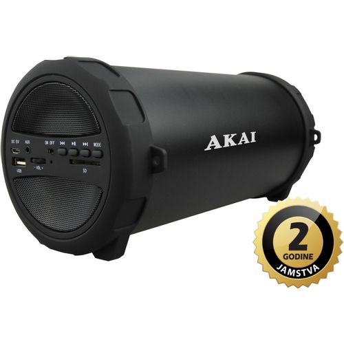 AKAI zvučnik 10W, FM, BT, USB, microSD, baterija, tuba, crni ABTS-11B slika 1