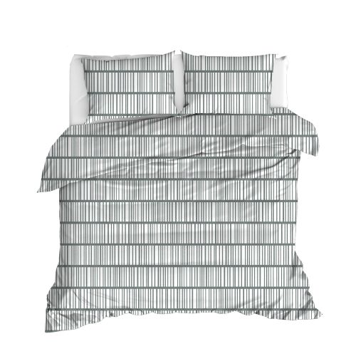 L'essential Maison Vektör v2 - Sivo Beli Sivi Ranforce Posteljni Set za Dvostruki Duvet slika 1