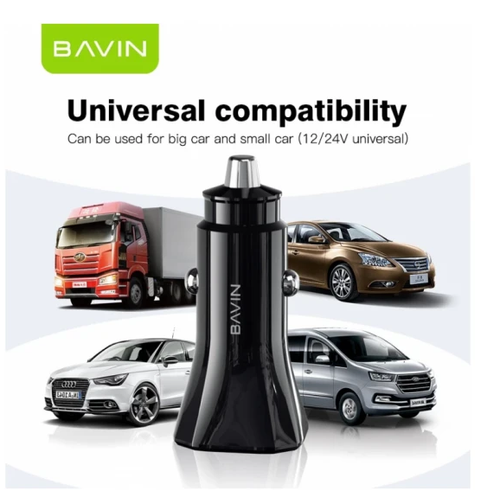 Bavin auto punjač max 38W PD20W+ QC3.0 USB-A + USB-C crna slika 2