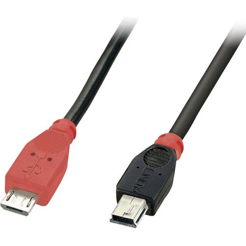 LINDY USB kabel USB 2.0 USB-Micro-B utikač, USB-Mini-B utikač 0.50 m crna s otg funkcijom 31717 slika 1