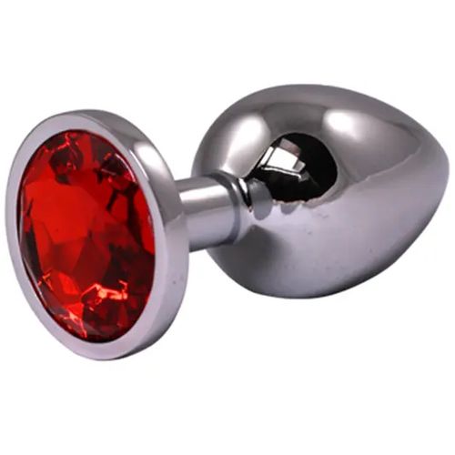 Mali metalni analni dildo sa crvenim dijamantom slika 1
