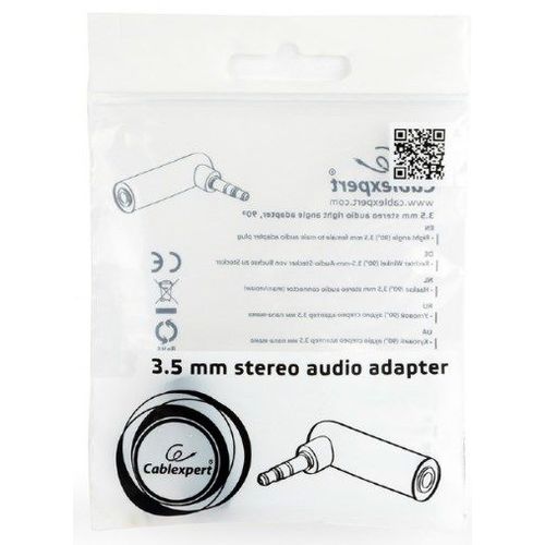 A-3.5M-3.5FL Gembird 3.5 mm stereo audio right angle adapter, 90° slika 2