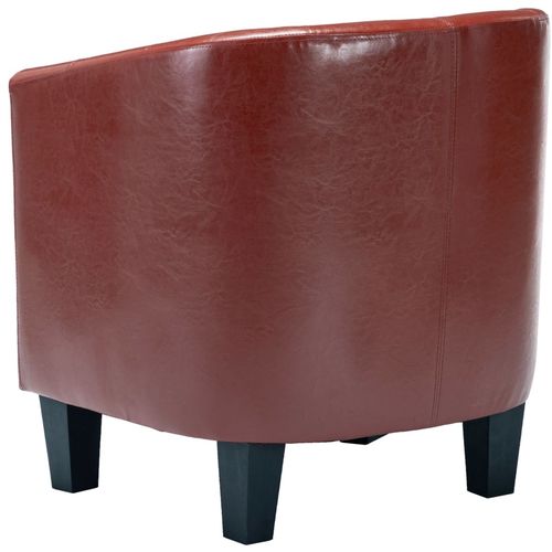 Fotelja od umjetne kože s osloncem za noge crvena boja vina slika 22