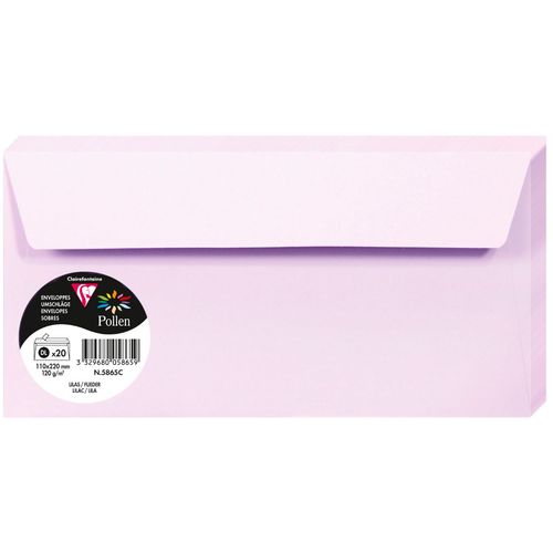 Clairefontaine kuverte Pollen 110x220mm 120gr lilac 1/20 slika 1