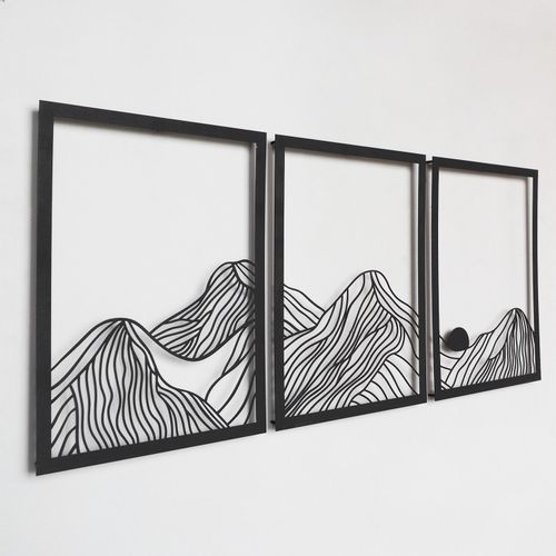 Wallity Metalna zidna dekoracija Mountain Landscape Set of 3- APT742 S slika 5