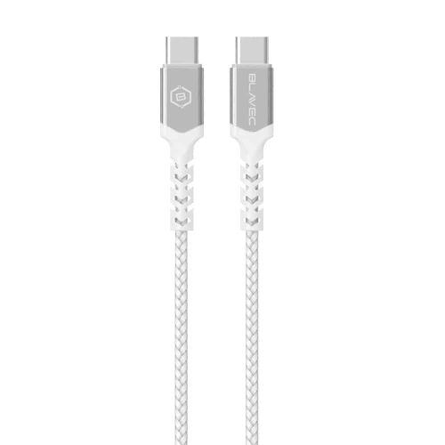 BLAVEC RAPTOR OPLETENI KABEL – TIP C DO TIP C – PD 60W 3A 25 cm – bijeli slika 2