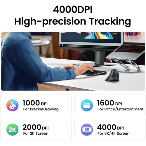 Ugreen bežični ergonomski vertikalni miš s Bluetooth i Wi-Fi povezivanjem slika 7