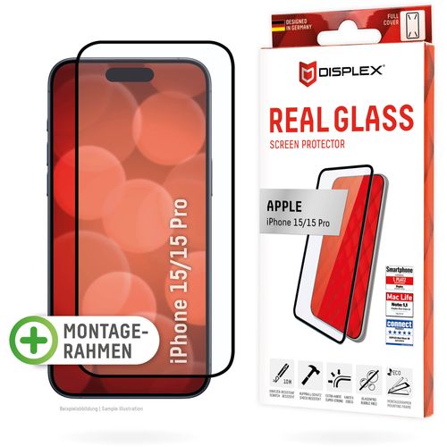 DISPLEX Zaštitno staklo Real Glass Full Cover za iPhone 15/15 Pro slika 1