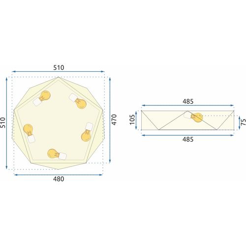 TOOLIGHT Plafon Diamond APP877-C Zlatna svjetiljka 50 cm slika 12