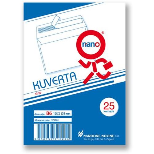 Kuverte 125x176 mm B6-BB strip, bijela, 25/1 slika 2