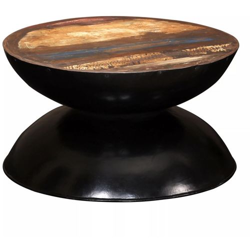 Stolić za kavu od obnovljenog drva s crnom bazom 60x60x33 cm slika 9