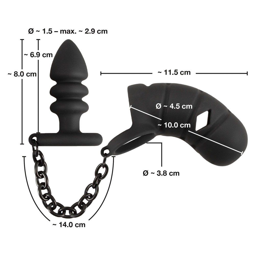 Black Velvets kavez za penis s čepom slika 8