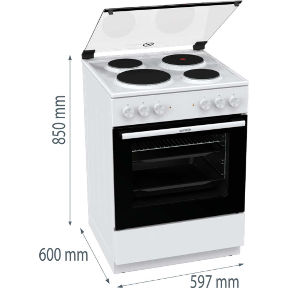 Gorenje Električni štednjak GE6A40WB / 71 l slika 2