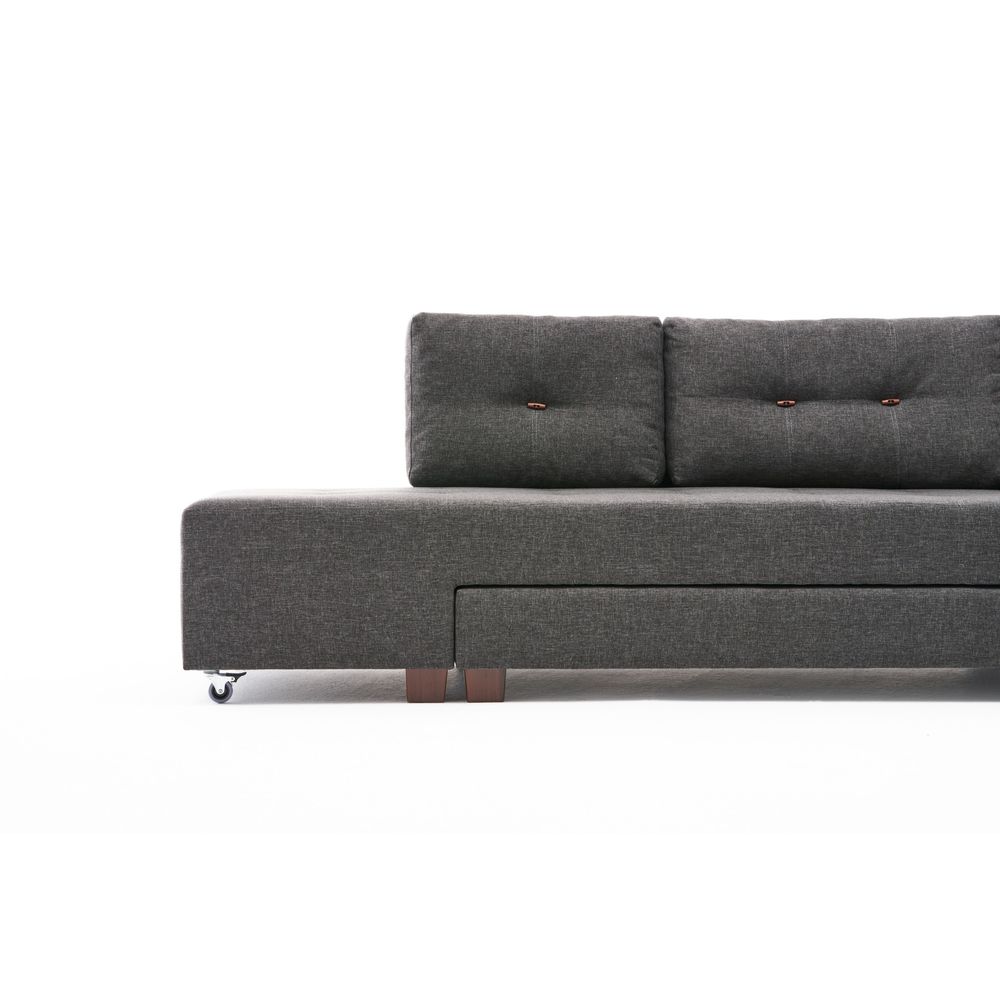 Ugaona Sofa na Razvlačenje Manama - Lijevi Kut, Antracit Boja slika 8