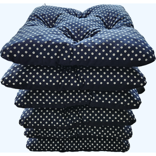 Pamučni jastuk za stolice, pamuk, plava sa točkicama 6 komada slika 1